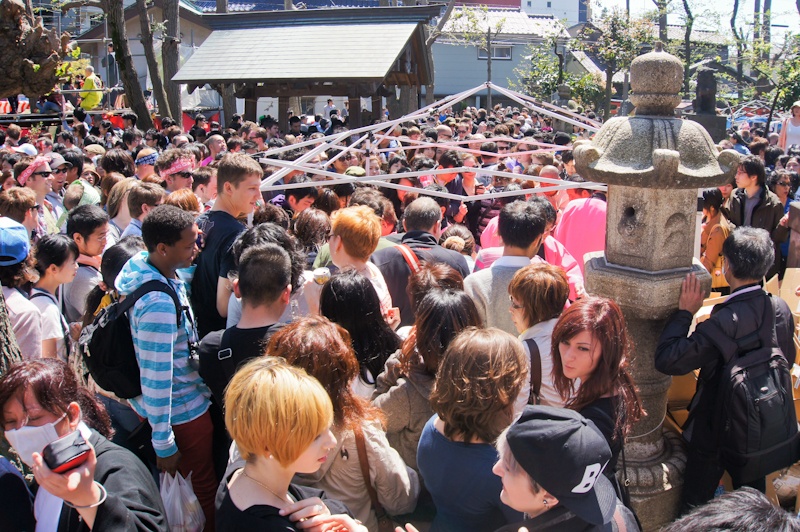 Crowds at Kanamara Matsuri, Kanagawa, Japan