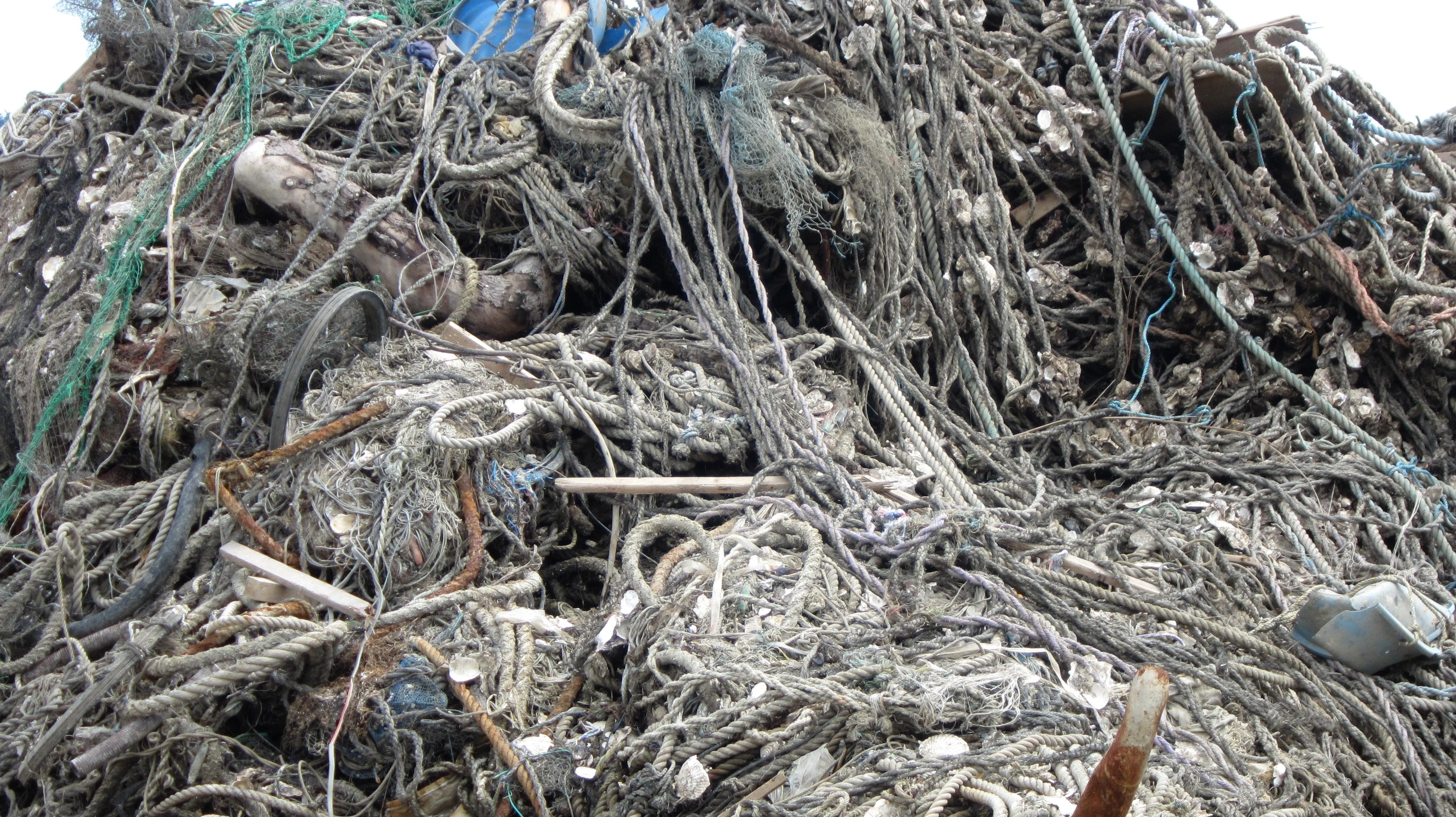 Japan, Ishinomaki, Koamikura-hama, Koamikurahama, ropes, mountains, tsunami, debris, 3.11, 2011, March 11, clean-up, recovery, efforts, volunteering, piles