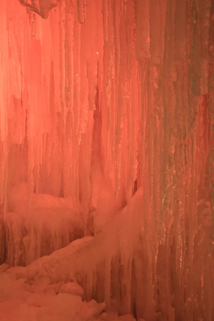 Glistening icicles in the ice cave.