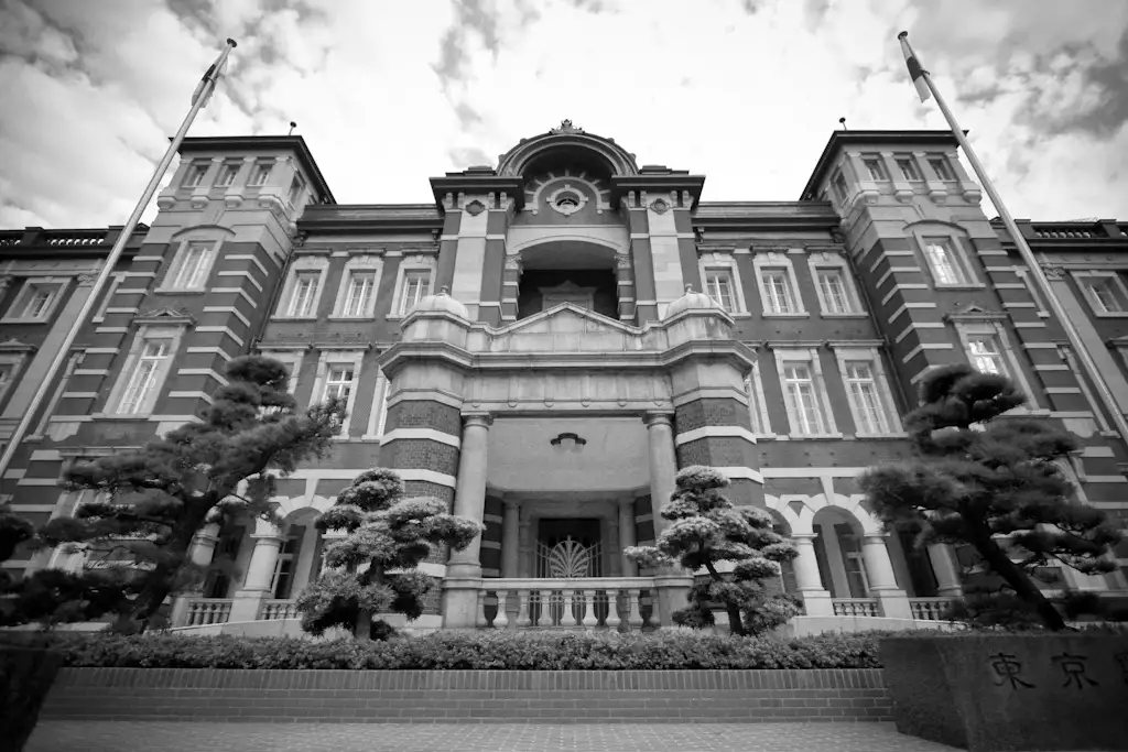 Newly-renovated Tokyo Station façade.