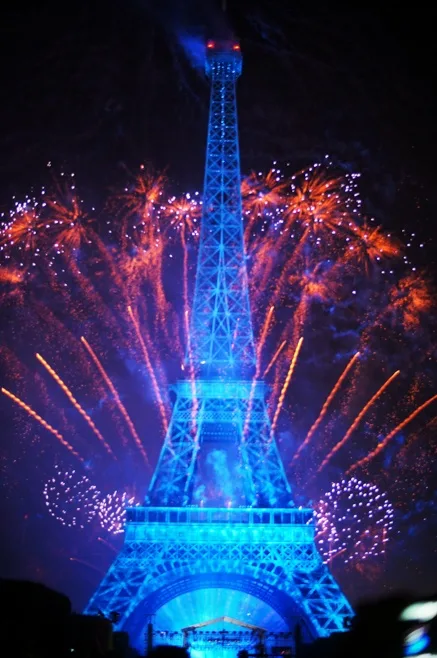 Bastille Day, July 14th Fireworks, Eiffel Tower, Champ de Mars, Paris, France