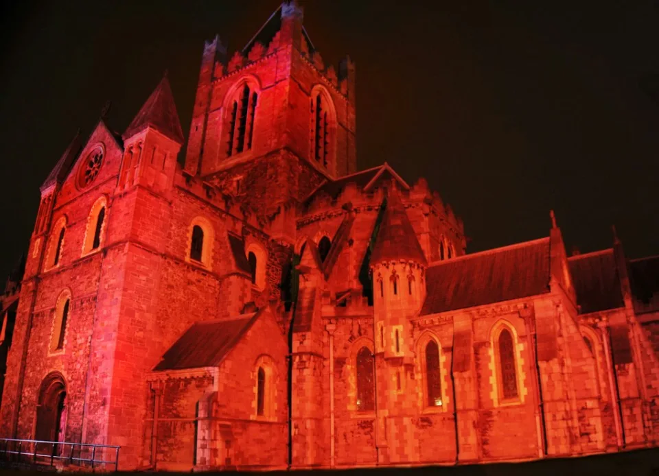 Bram Stoker Festival Dublin Christ Church Cathedral Lit Up Red