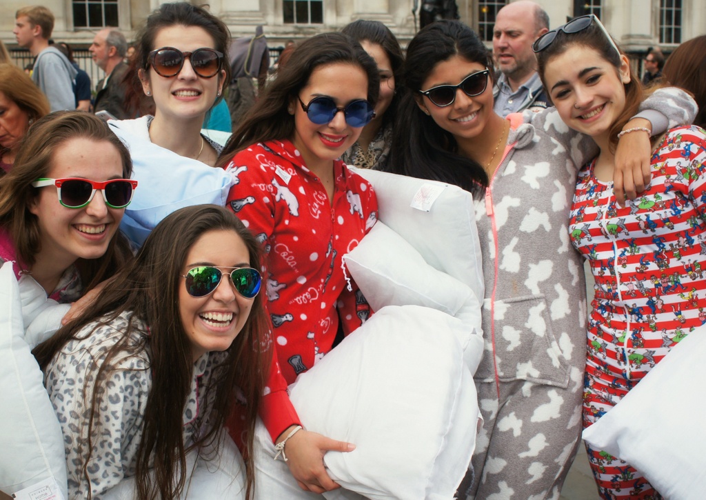 International Pillow Fight Day 2014, Trafalgar Square, London