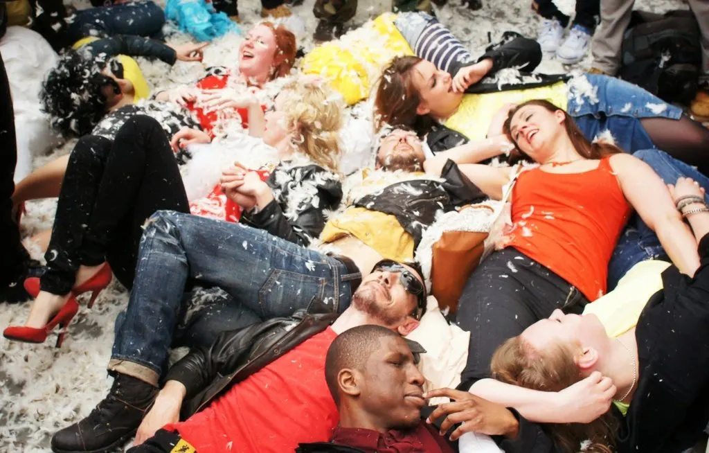 International Pillow Fight Day 2014, Trafalgar Square, London
