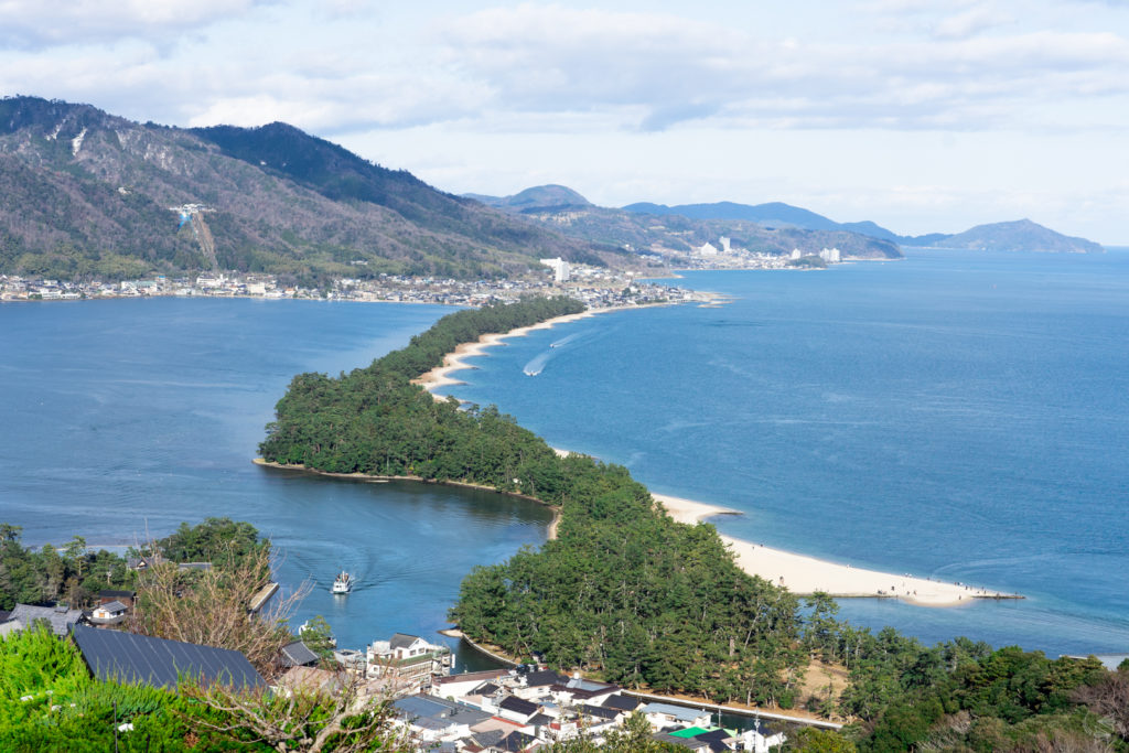View of the Amanohashidate sandbar from Amanohashidate View Land.