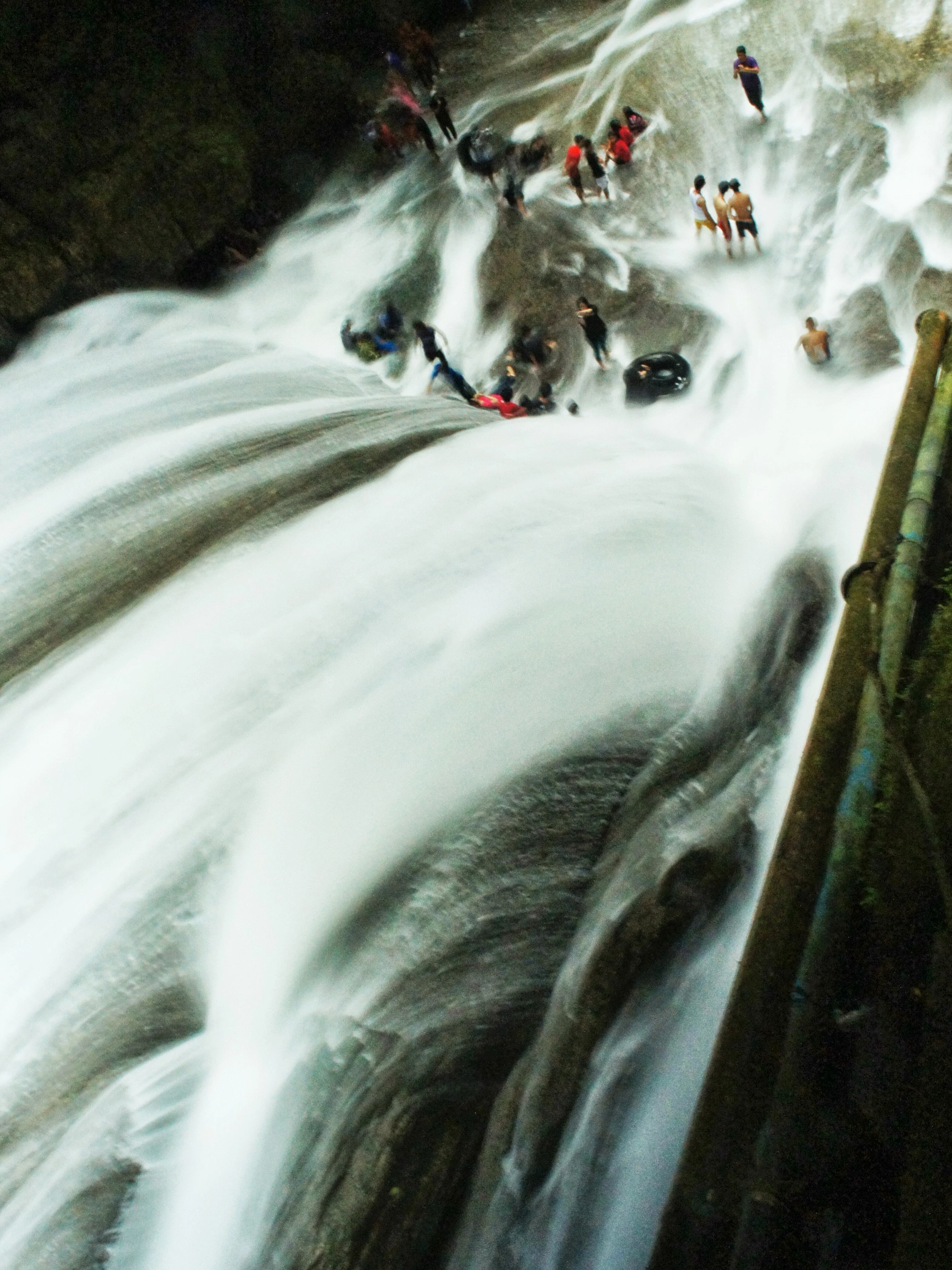 The gushing Bantimurung Waterfall from above.