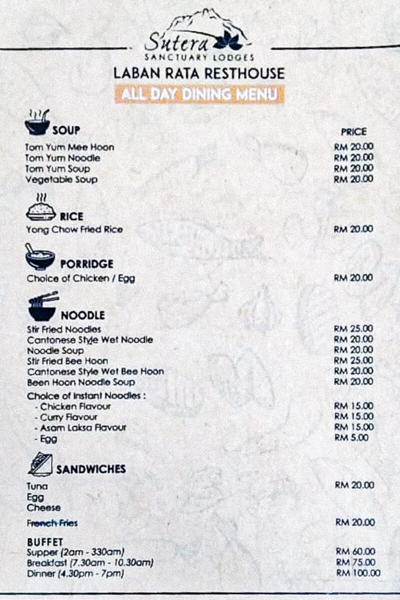 Laban Rata Food Mount Kinabalu climb experience - what to expect